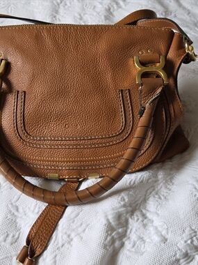 Chloe Cognac Leather Crossbody with Gold Hardware